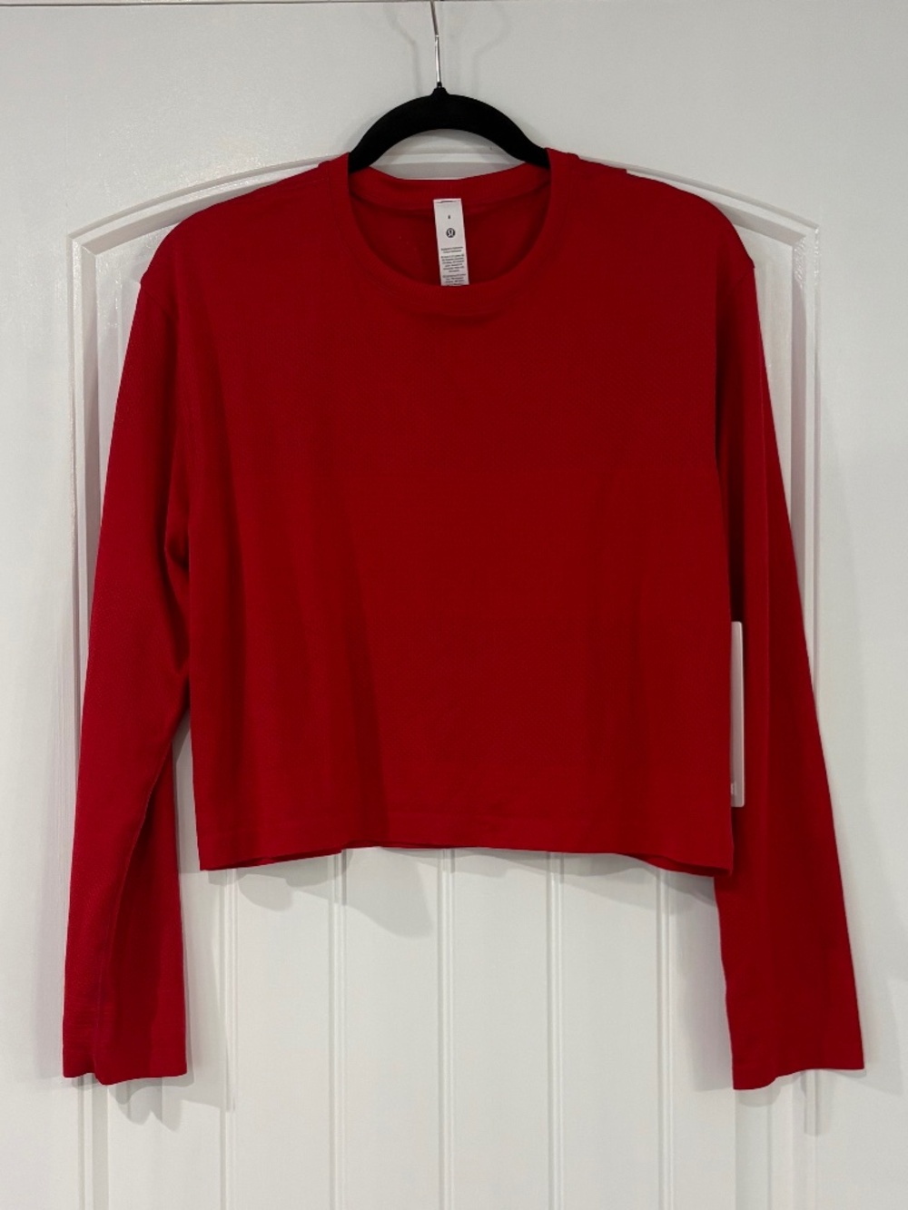Lululemon Swiftly Perforated Stripe long sleeve Oxford Red